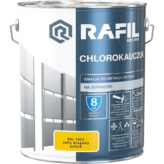 Emalia Chlorokauczukowa Żółty Drogowy RAL1023 10L Rafil