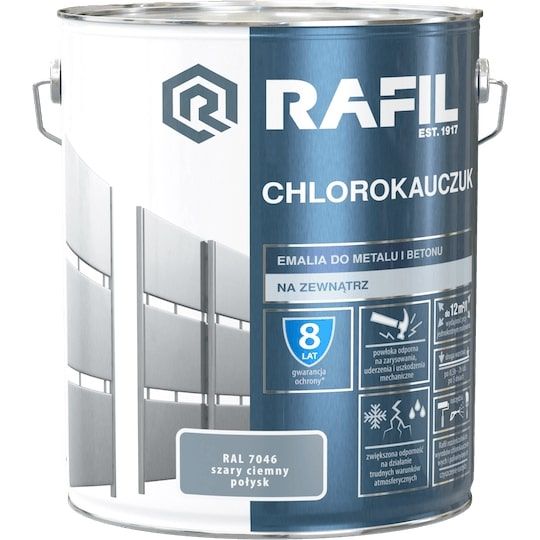 Emalia Chlorokauczukowa Szary Ciemny RAL7046 10L Rafil