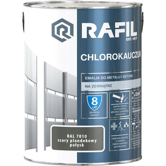 Emalia Chlorokauczukowa Szary Plandekowy RAL7010 5L Rafil