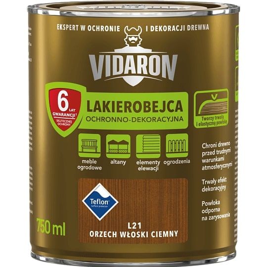 Lakierobejca Orzech Włoski Ciemny L21 0,75L Vidaron Lakierobejca Orzech Włoski Ciemny L21 0,75L Vidaron