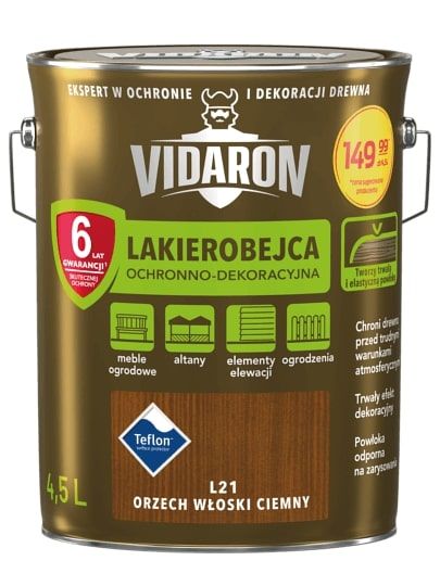 Lakierobejca Orzech Włoski Ciemny L21 4,5L Vidaron Lakierobejca Orzech Włoski Ciemny L21 4,5L Vidaron