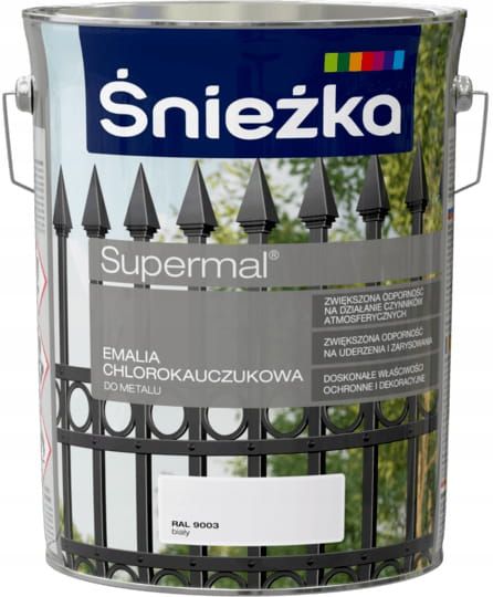 Emalia Chlorokauczukowa Supermal Biały 5L Połysk Śnieżka