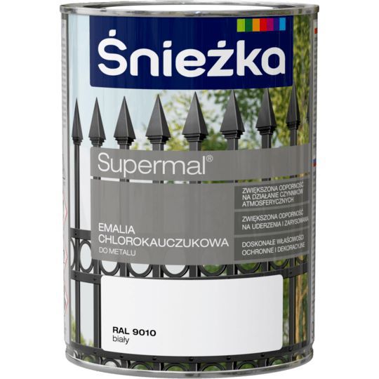 Emalia Chlorokauczukowa Supermal Biała 0,9L Połysk Śnieżka