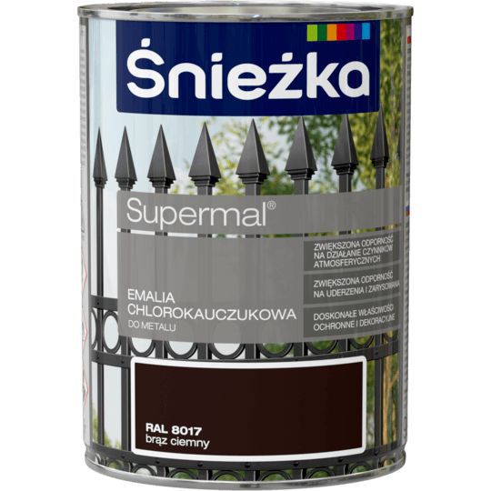 Emalia Chlorokauczukowa Supermal Brąz Ciemny 0,9L Połysk Śnieżka