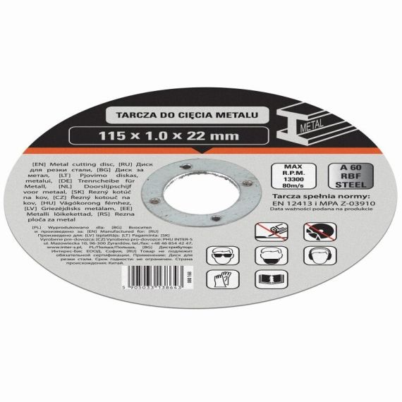 Tarcza Do Cięcia Metalu 115x1.0 080 168 Inter-S