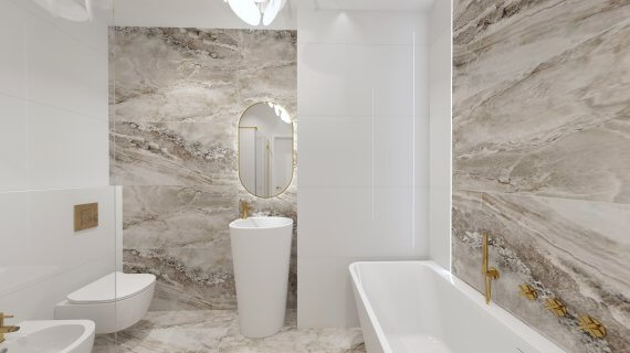 Wizualizacja łazienki glamour White Dahlia Salon HOFF 1
