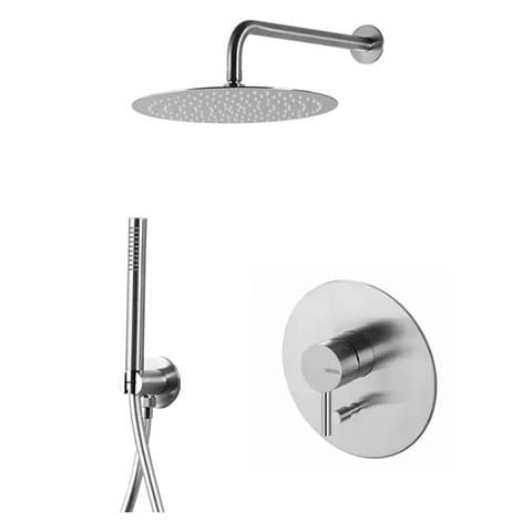 Podtynkowy Zestaw Prysznicowy Z Deszczownicą 25cm Inox Vema Tiber Steel Trend