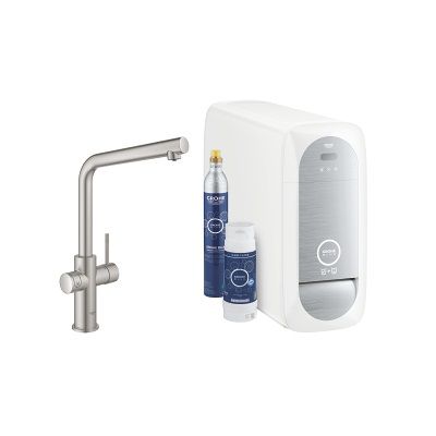 Zestaw Startowy Z Wylewką W Kształcie L Grohe Blue Home Stal Nierdzewna 31454DC1 Grohe