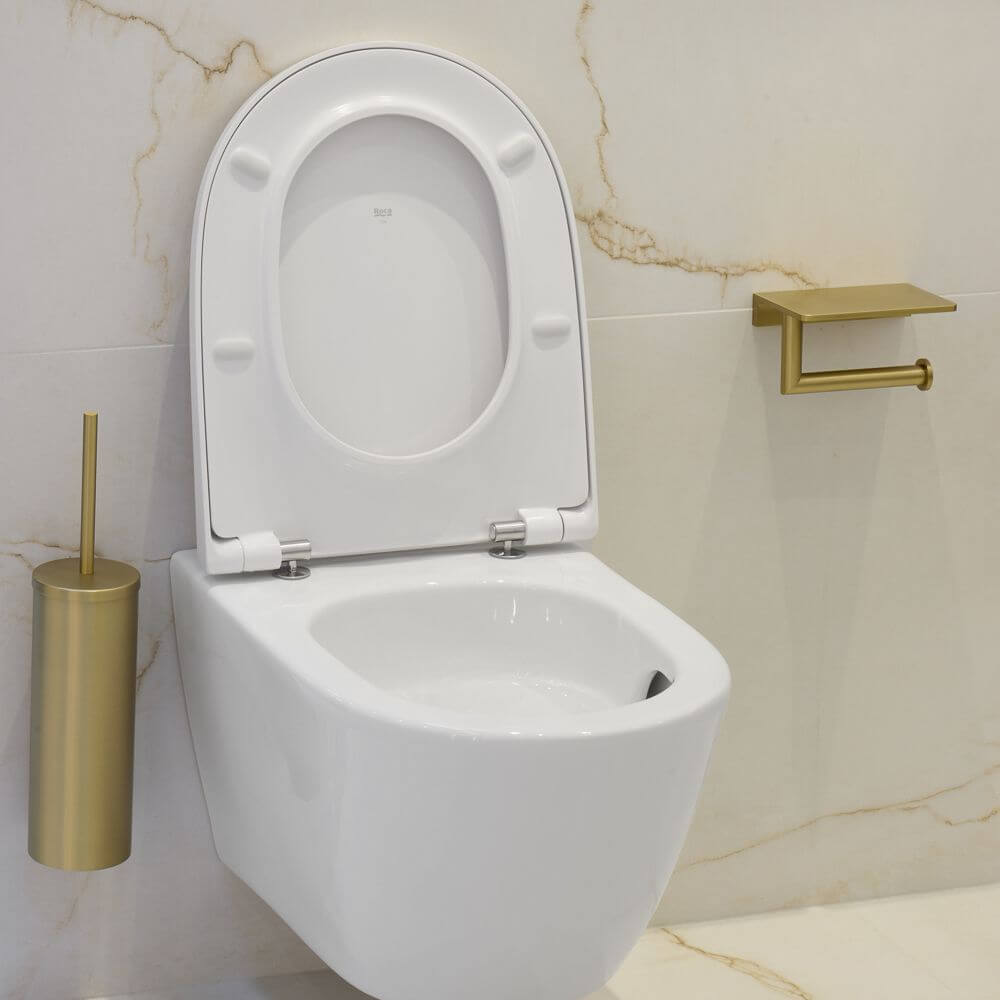 Łazienka w stylu glamour z płytkami Blanco Mare Gold