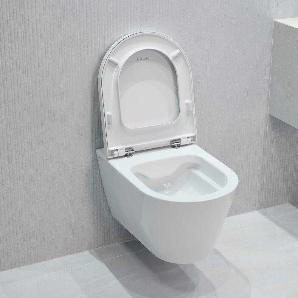 Łazienka w chłodnych odcieniach z płytkami Authentic Lux Stone Montpellier Cannete