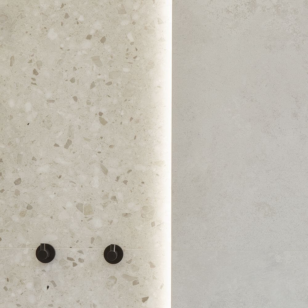ELEGANCKA ARANŻACJA Z PŁYTKAMI TORANO WHITE LAPPATO
