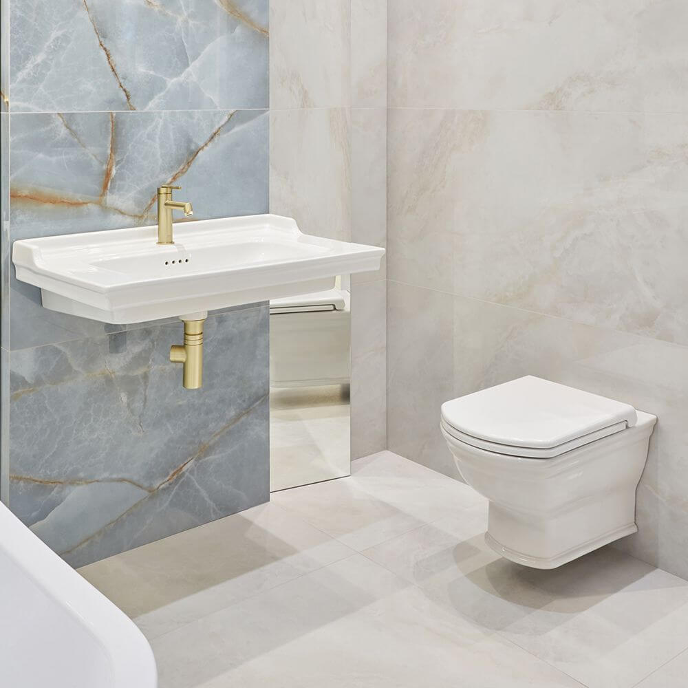 Aranżacja w stylu modern classic w odcieniach błękitu Bunkyo